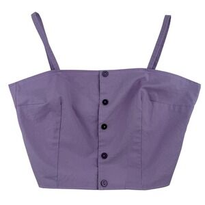 Handmade‎ Purple Button Front Cropped Camisole Spaghetti Strap Coquette Artisan
